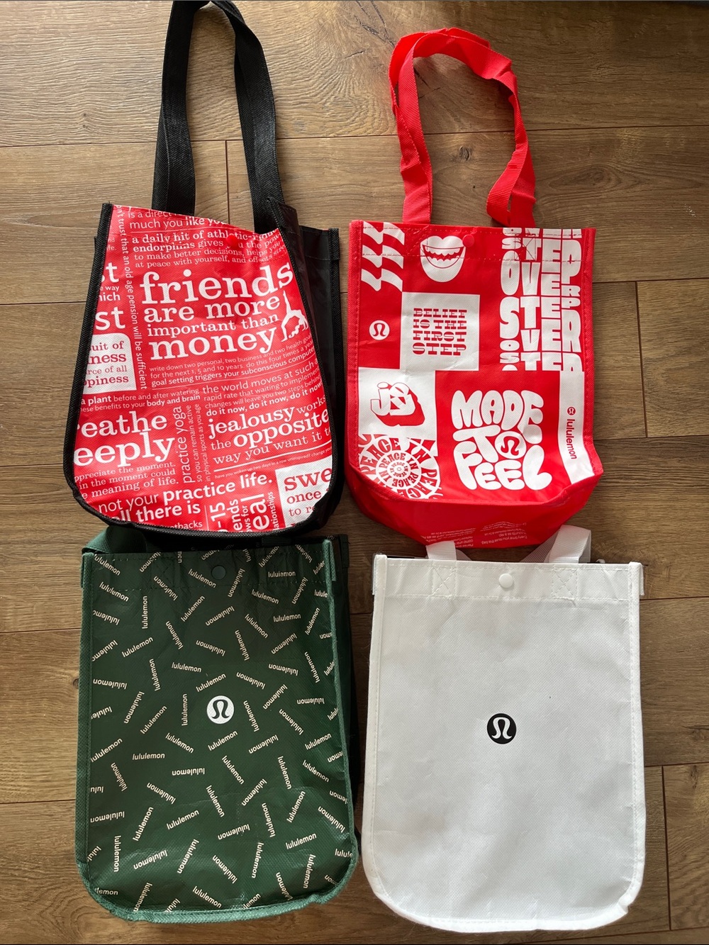 LULULEMON ❤️🖤🤍 Tote Bag Set in Red, Green, White, Black